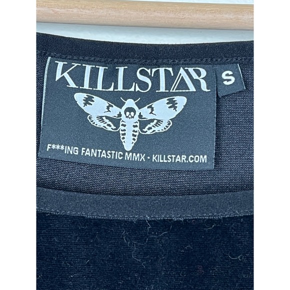 KILLSTAR Black Velvet This Party Is Shit‎ Long Sleeve Mini Dress Size S - Picture 4 of 7